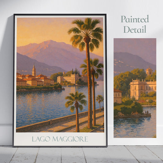 Lake Maggiore Travel Print ~ Italy Travel Poster | Painted Wall Art & Home Decor | Framed Personalized Vacation Travel Gift