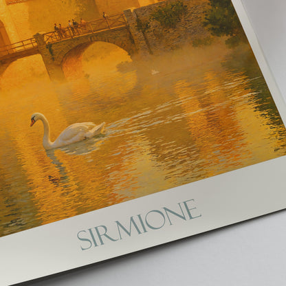 Sirmione Travel Print, Scaligero Castle, Lake Garda ~ Italy Travel Poster | Painted Wall Art & Home Decor | Framed Personalized Gift