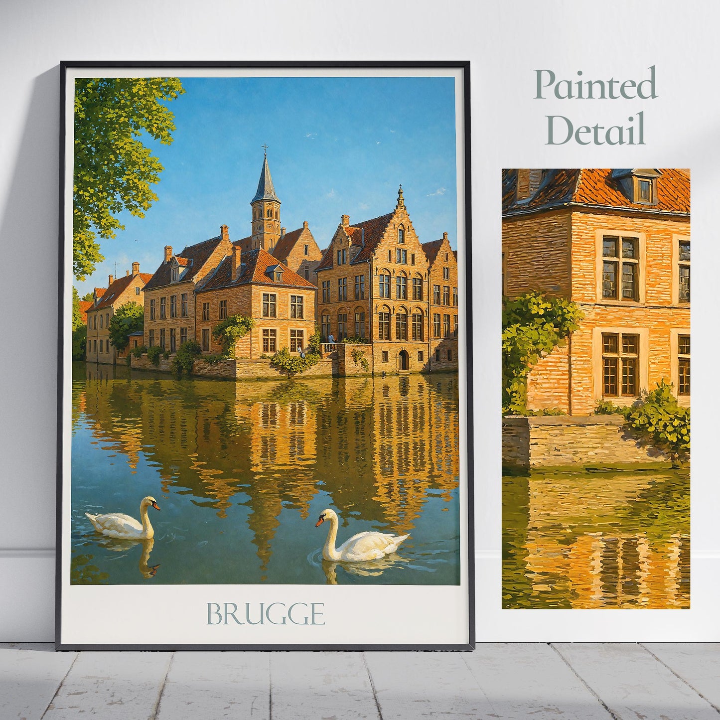 Bruges Travel Print ~ Belgium Travel Poster | Painted Wall Art Print & Home Decor | Framed Personalized Print | Vacation Travel Gift
