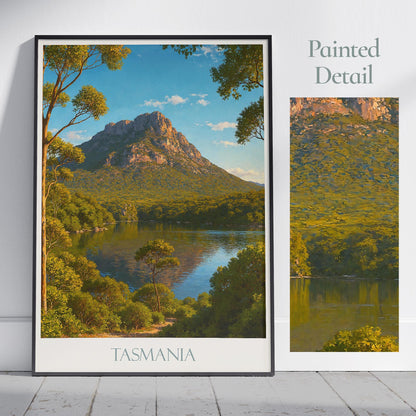 Tasmania Travel Print ~ Australia Travel Poster | Painted Wall Art & Home Decor | Framed Personalized Print | Vacation Travel Gift