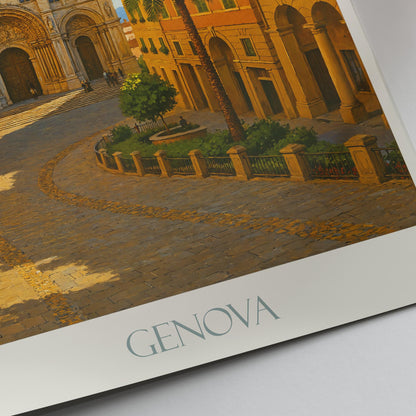 Genoa Travel Print ~ Italy Travel Poster | Painted Wall Art & Home Decor | Framed Personalized Print | Vacation Travel Gift