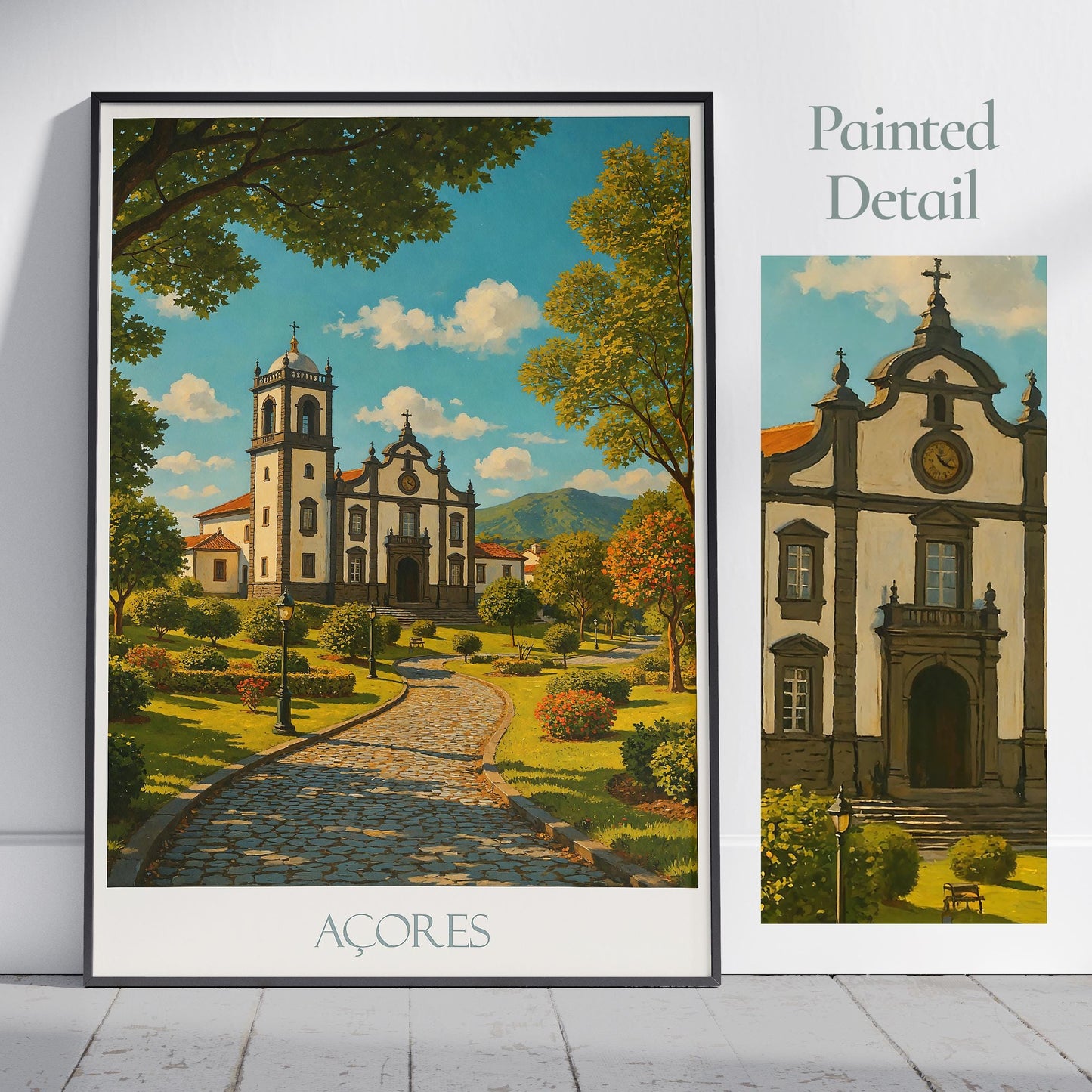 Azores Travel Print ~ Portugal Travel Poster | Painted Wall Art & Home Decor | Framed Personalized Print | Vacation Travel Gift