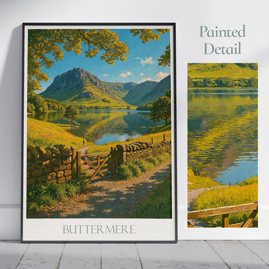 Lake District Travel Print, Buttermere ~ Travel Poster | Framed Painting Print