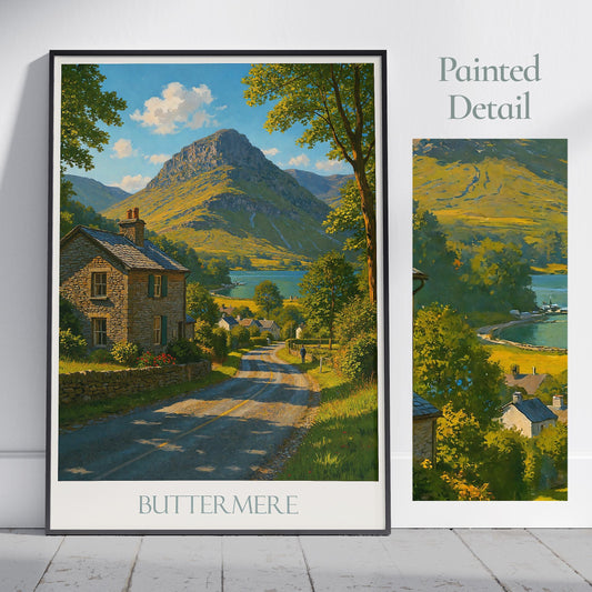 Buttermere Travel Print, Lake District ~ Travel Poster | Framed Painting Print