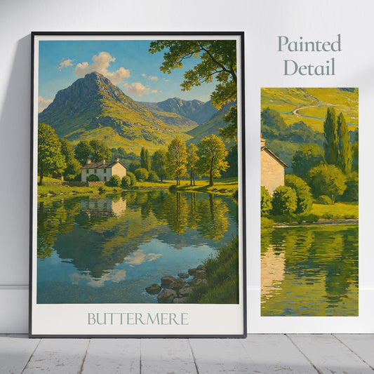 Buttermere Travel Print, Lake District ~ Travel Poster | Framed Painting Print