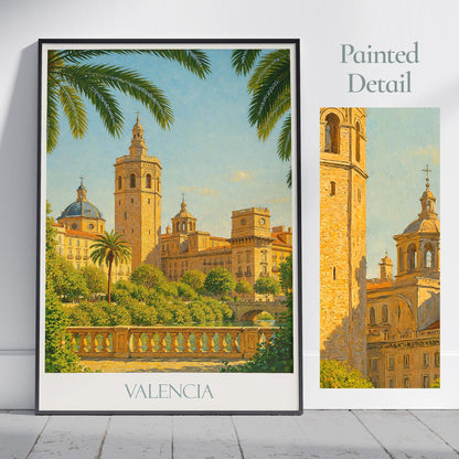Valencia Travel Print ~ Spain Travel Poster | Painted Wall Art Print & Home Decor | Framed Personalized Print | Vacation Travel Gift