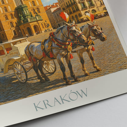 Krakow Travel Print, Poland ~ Travel Poster Wall Art Home Decor Personalized Gift Painting Framed