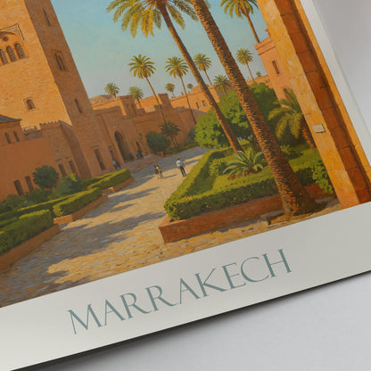 Marrakesh Travel Print, Koutoubia Mosque ~ Morocco Travel Poster Wall Art Home Decor Gift Personalized Framed