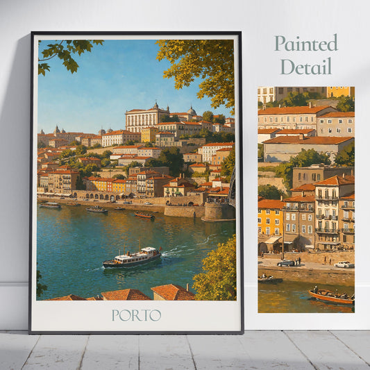 Porto Travel Print, Portugal ~ Travel Poster Wall Art Home Decor Personalized Gift Painting Framed