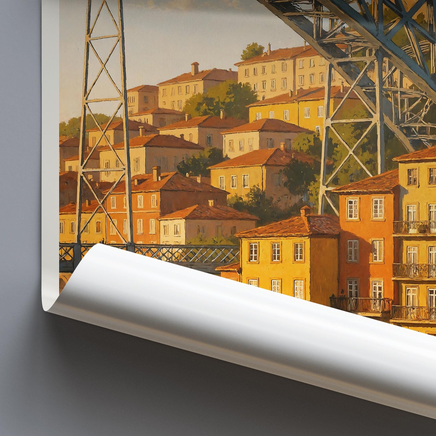 Porto Travel Print, Dom Luis I Bridge ~ Portugal Travel Poster Wall Art Home Decor Personalized Gift Painting Framed