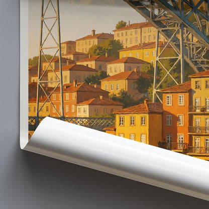 Porto Travel Print, Dom Luis I Bridge ~ Portugal Travel Poster Wall Art Home Decor Personalized Gift Painting Framed