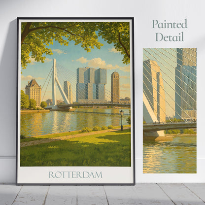 Rotterdam Travel Print ~ Netherlands Travel Poster | Painted Wall Art & Home Decor | Framed Personalized Print | Vacation Travel Gift