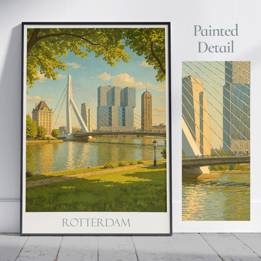 Rotterdam Travel Print ~ Netherlands Travel Poster | Painted Wall Art & Home Decor | Framed Personalized Print | Vacation Travel Gift