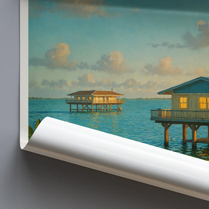 Biscayne National Park Travel Print, Stiltsville ~ Florida Travel Poster