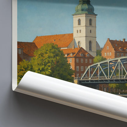 Aalborg Travel Poster, Denmark - Framed Painted Wall Art Print, Personalized Home Decor Gift | Scandinavian Cityscape Vacation Souvenir