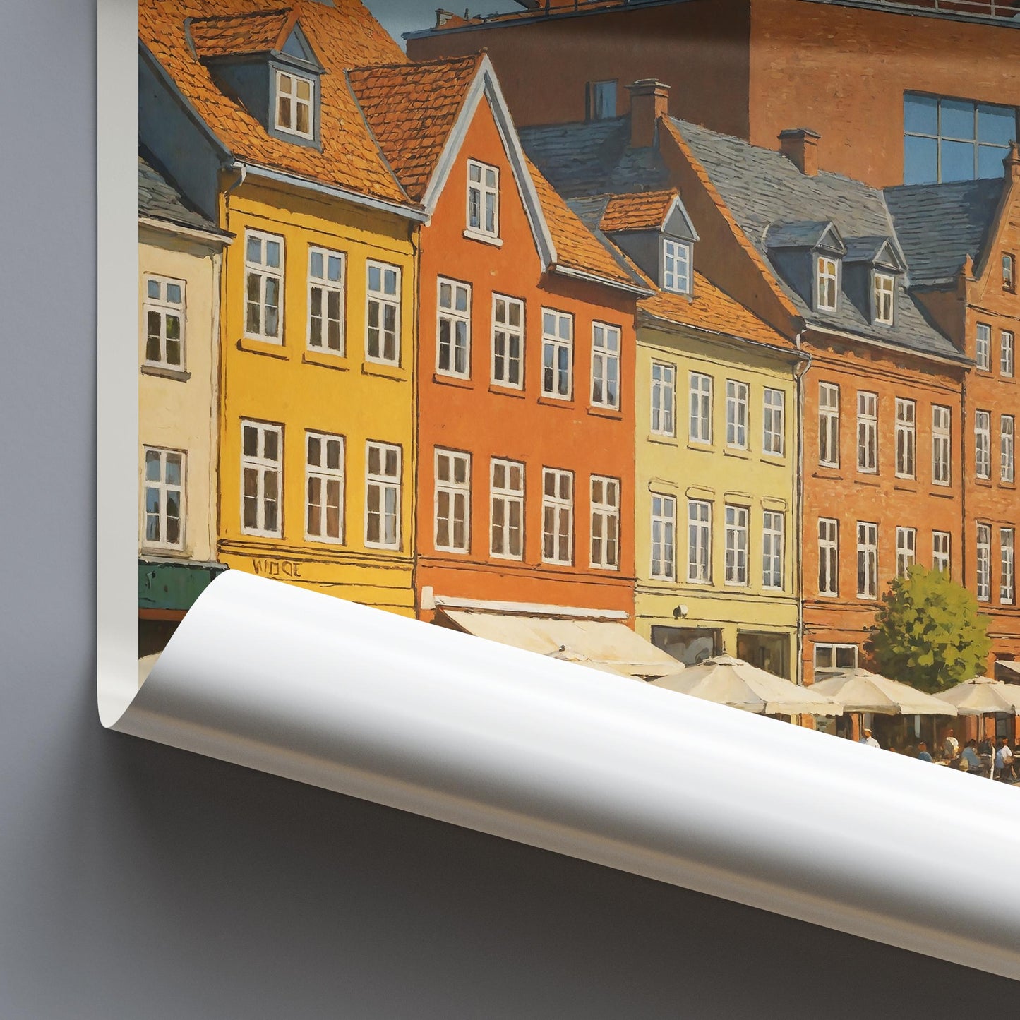 Aarhus Travel Poster, Denmark - Framed Painted Wall Art Print, Personalized Home Decor Gift | Scandinavian Cityscape Vacation Souvenir