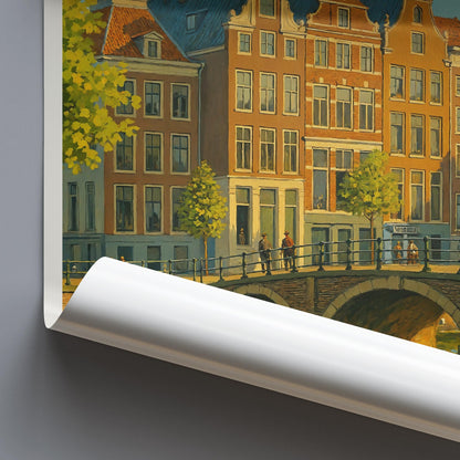 Amsterdam Travel Print ~ Netherlands travel poster print, Amsterdam city travel wall art gift