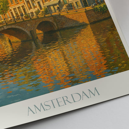 Amsterdam Travel Print ~ Amsterdam Netherlands travel poster print, Amsterdam travel wall decor, Amsterdam city wall art Amsterdam gift