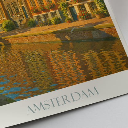 Amsterdam Travel Print ~ Netherlands travel poster print, Amsterdam city travel wall art gift