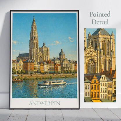 Antwerp Travel Print ~ Belgium Travel Poster | Painted Wall Art & Home Decor | Framed Personalized Print | Vacation Travel Gift