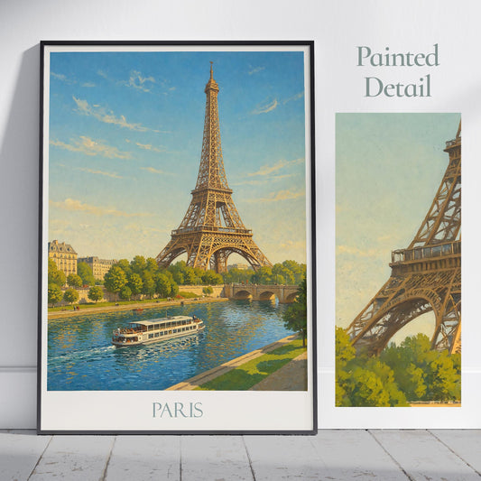 Paris Travel Print, Eiffel Tower ~  River Seine France Travel Poster