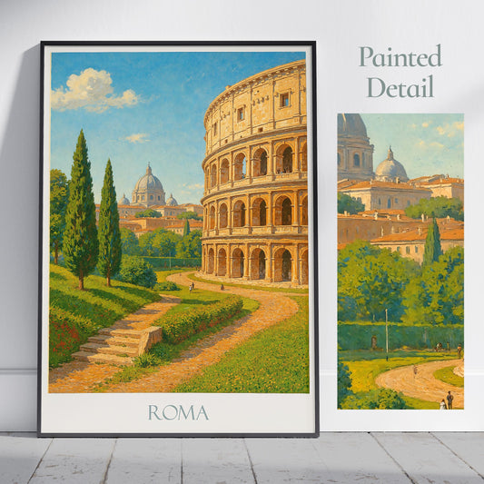 Rome Travel Print, Colosseum ~ Italy Roman Travel Poster | Framed Personalized Vacation Travel Gift