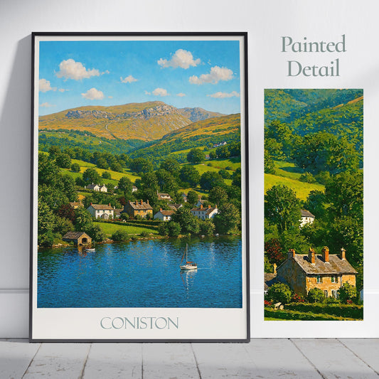 Coniston Travel Print, Lake District ~ Travel Poster | Framed Painting Print