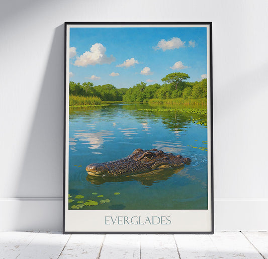 Everglades Travel Print, Alligator ~ Florida Travel Poster