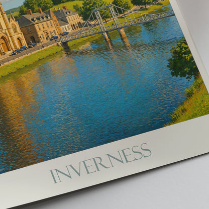 Inverness Travel Poster, Scotland Art Print | Scottish Highlands Decor | River Ness Cityscape Wall Art