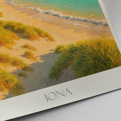 Iona Abbey Travel Poster, Scottish Isle Art Print | Coastal Decor | Isle of Iona Scotland Gift