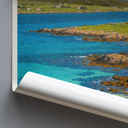 Isle of Iona Travel Poster | Scotland Coastal Art Print | Iona Abbey Painting | UK Vacation Gift