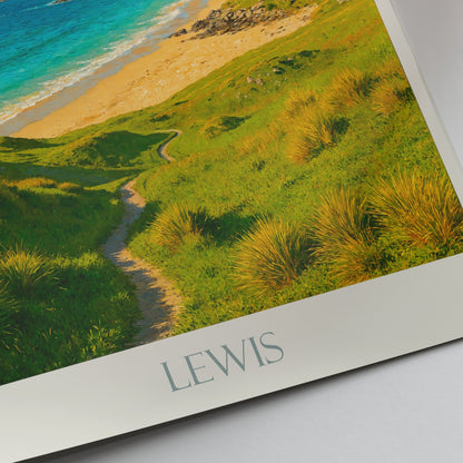 Isle of Lewis Travel Poster, Scotland Beach Art ~ Outer Hebrides Coastal Print | UK Home Decor Gift