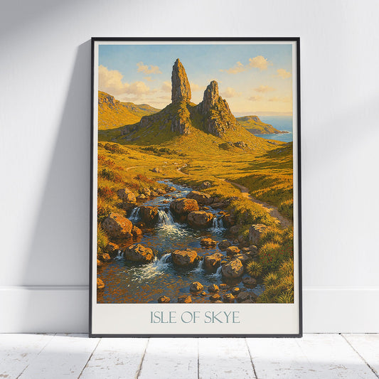 Isle of Skye Travel Poster, Old Man of Storr Art Print | Scotland Landscape Decor | Vibrant Hiking Gift