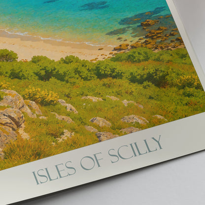 Isles of Scilly Travel Poster | UK Coastal Beach Print | Idyllic Island Wall Art | Seascape Home Decor Gift