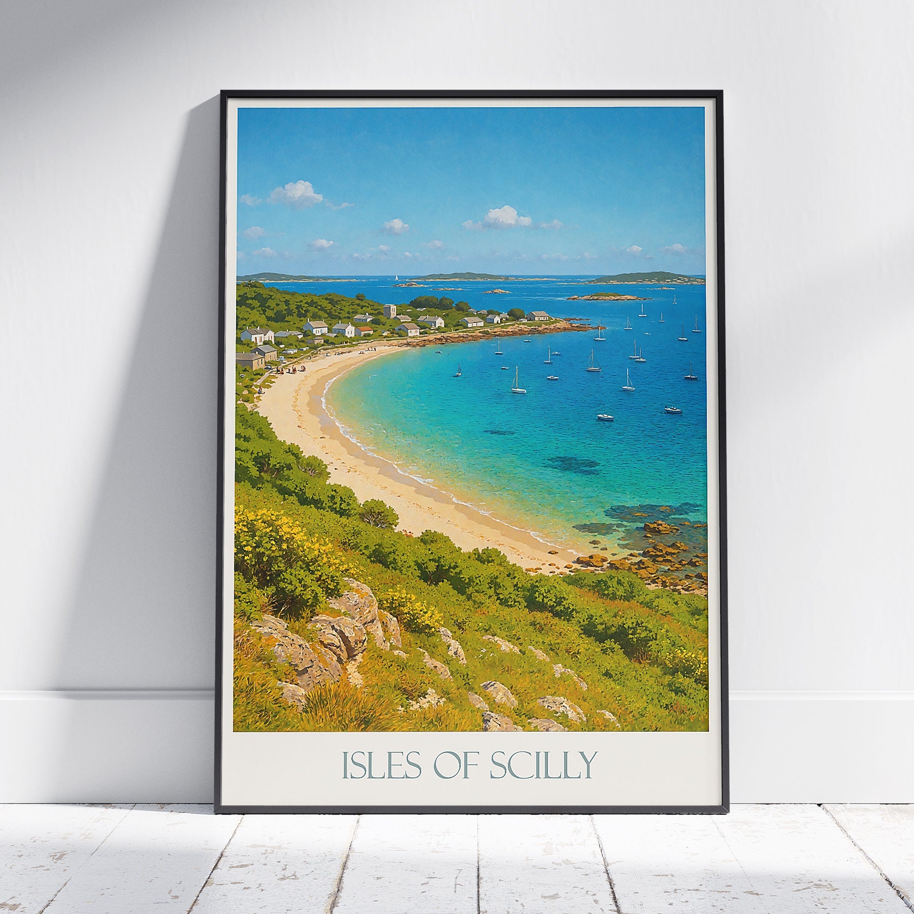 Isles of Scilly Travel Poster | UK Coastal Beach Print | Idyllic Island Wall Art | Seascape Home Decor Gift