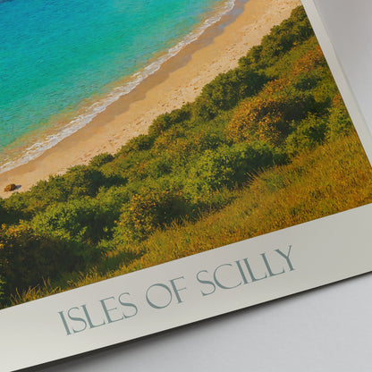 Isles of Scilly Travel Poster, Coastal Landscape Art Print | UK Island Decor | Serene Beach House Wall Art