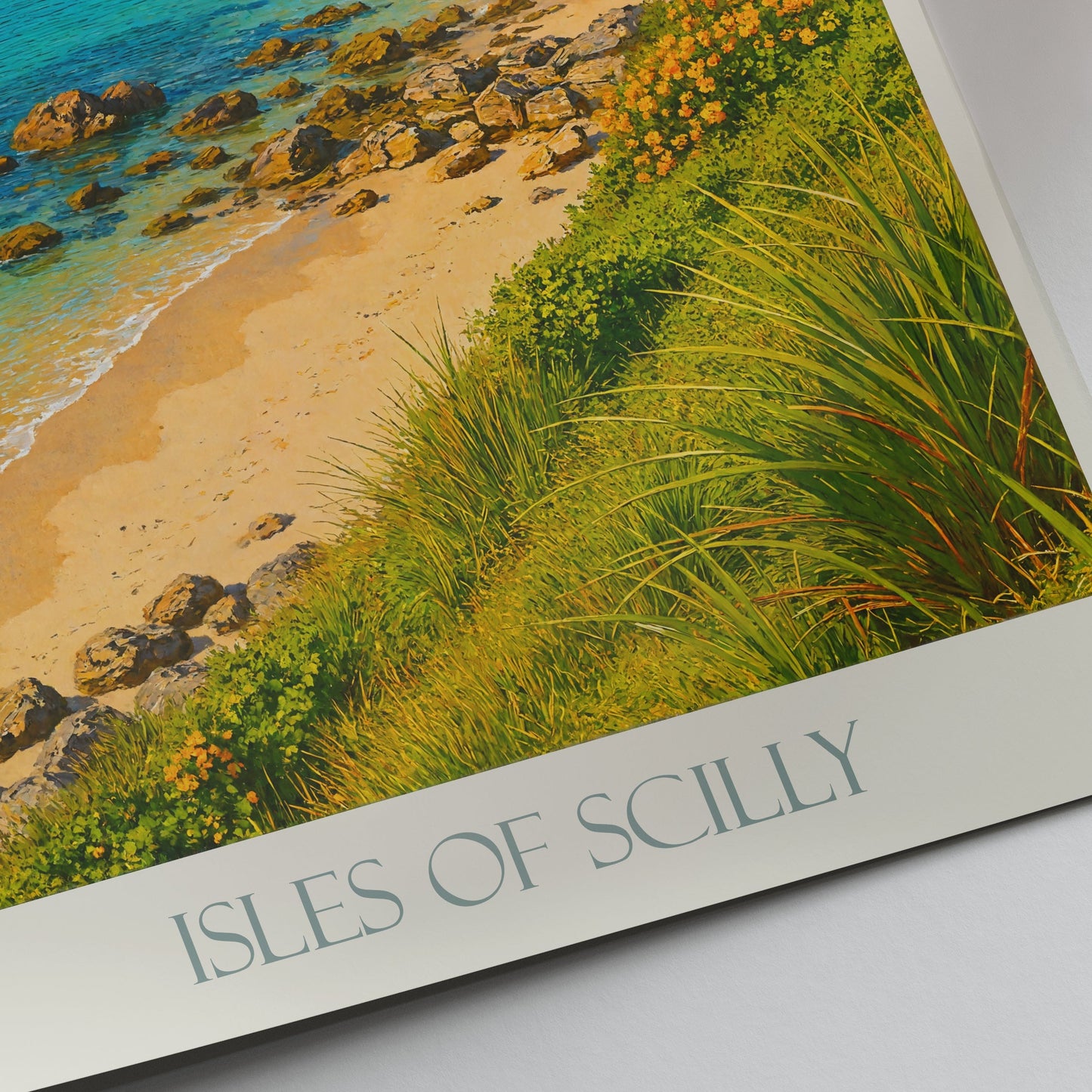 Isles of Scilly Travel Poster | UK Coastal Beach Art Print | Castle Home Decor | Unique Vacation Gift