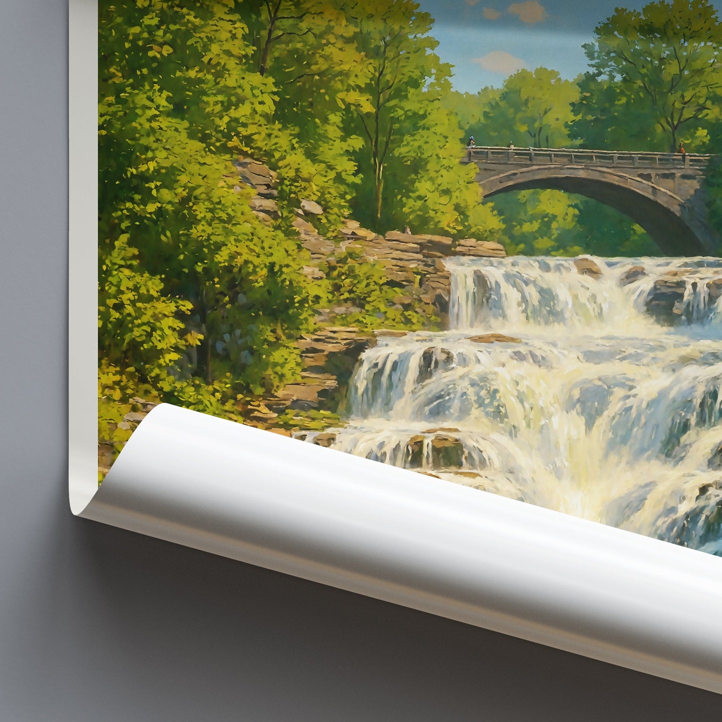 Ithaca New York Travel Poster | Cascadilla Falls Art Print | Cornell University Wall Decor | NY State Gift