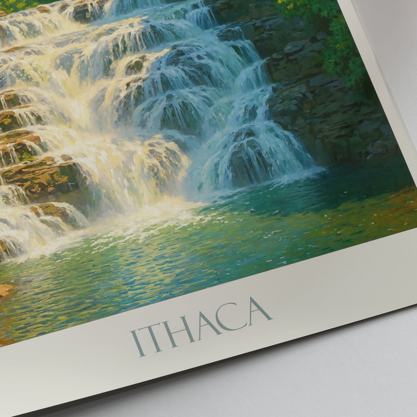 Ithaca New York Travel Poster | Cascadilla Falls Art Print | Cornell University Wall Decor | NY State Gift