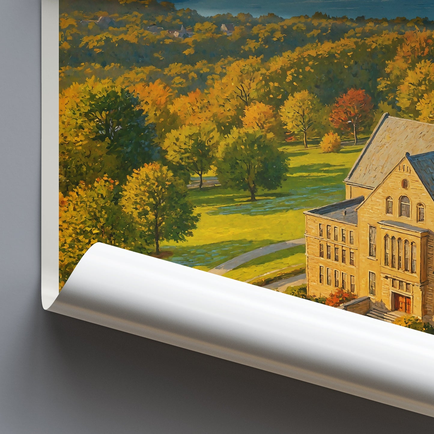 Ithaca New York Travel Poster | Cornell University McGraw Tower Fall Art Print | Scenic College Campus Wall Decor | Autumn Landscape Gift