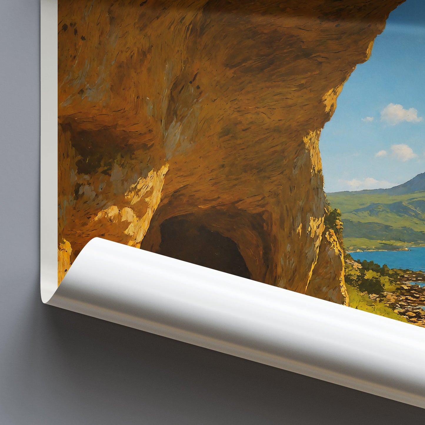 King's Cave Isle of Arran Travel Poster | Scotland Coastal Landscape Art Print | Nature Painted Wall Decor