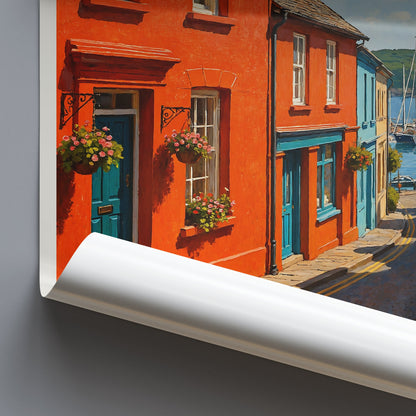 Kinsale Travel Poster, Colorful Ireland Street Scene ~ Vibrant Wall Art Print | Irish Coastal Decor | Unique Vacation Gift