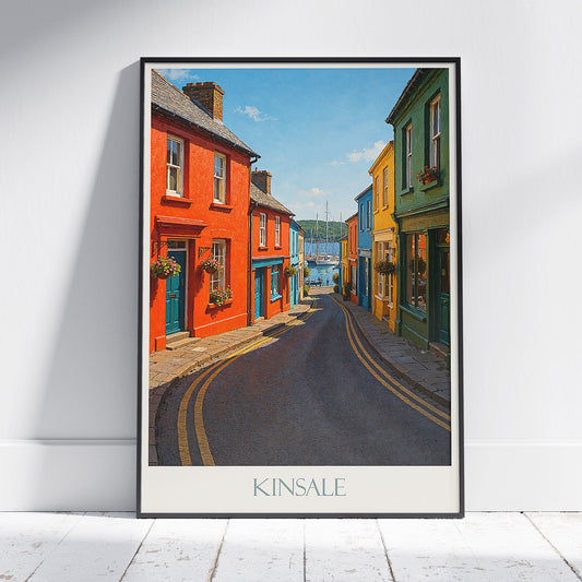Kinsale Travel Poster, Colorful Ireland Street Scene ~ Vibrant Wall Art Print | Irish Coastal Decor | Unique Vacation Gift