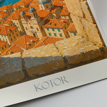 Kotor Travel Poster, Montenegro Old Town Church Art Print ~ Adriatic Coast Wall Decor | Balkan Vacation Gift