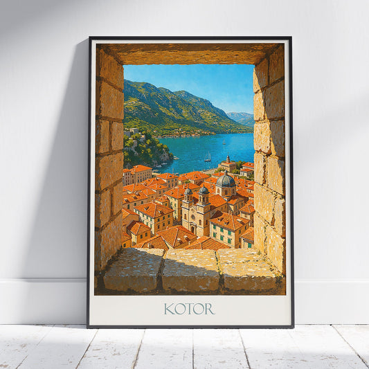 Kotor Travel Poster, Montenegro Old Town Church Art Print ~ Adriatic Coast Wall Decor | Balkan Vacation Gift