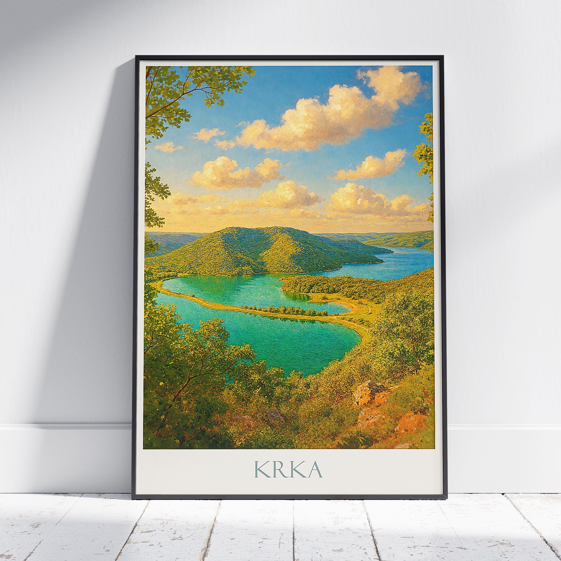 Krka National Park Travel Poster | Croatia Lake Landscape Art Print | Vintage Style Wall Decor | Nature Lover Gift