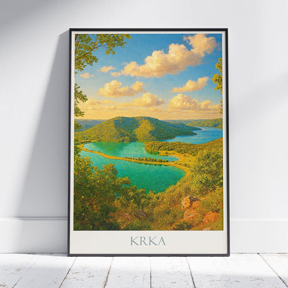 Krka National Park Travel Poster | Croatia Lake Landscape Art Print | Vintage Style Wall Decor | Nature Lover Gift