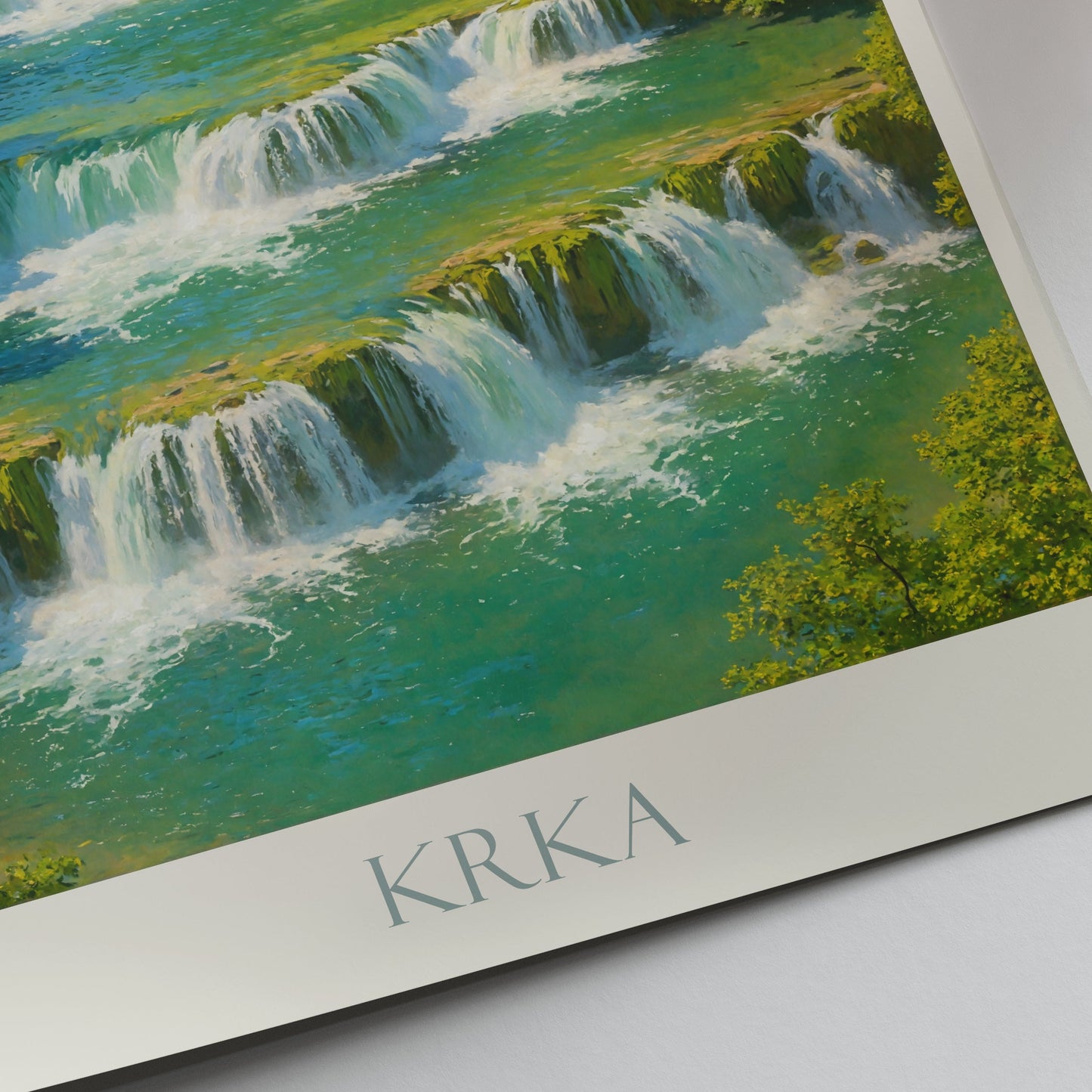 Krka River Travel Poster, Cascades Art Print ~ Croatia Waterfall Wall Decor | Scenic Nature Gift