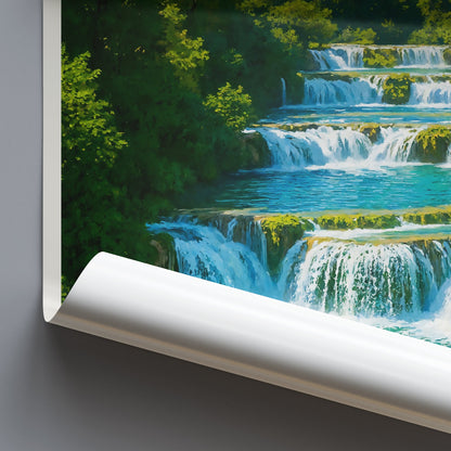 Krka Waterfalls Travel Poster, Croatia | Skradinski Buk Waterfall Art Print | National Park Nature Decor | Croatian Souvenir Gift