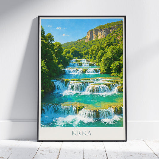 Krka Waterfalls Travel Poster, Croatia | Skradinski Buk Waterfall Art Print | National Park Nature Decor | Croatian Souvenir Gift